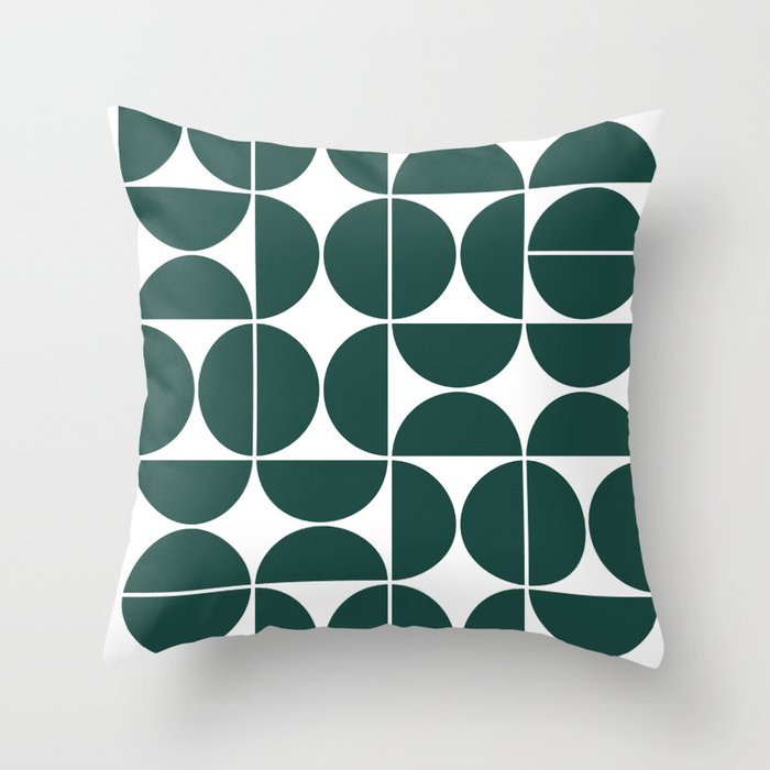 Mid Century Modern Geometric 04 Dark Green Throw Pillow