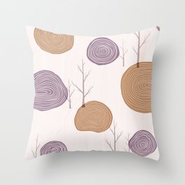 Autumn Tree Ring Pattern Throw Pillow