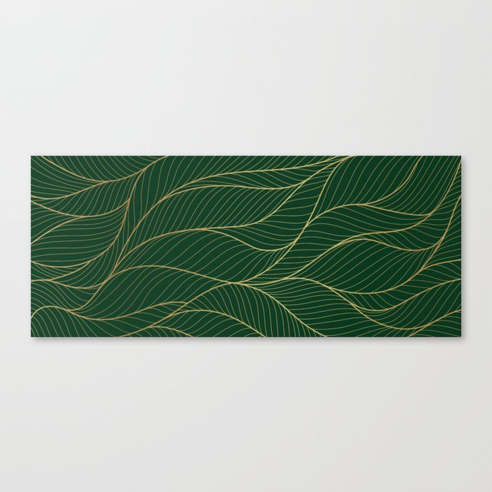 Green emerald with gold lines Canvas Print