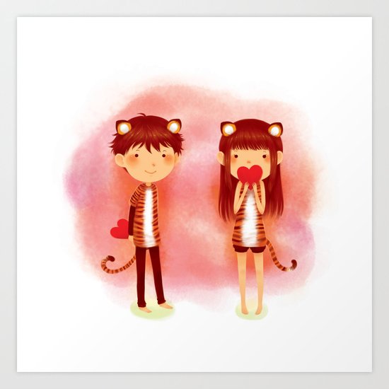 Tiger Hearts Art Print