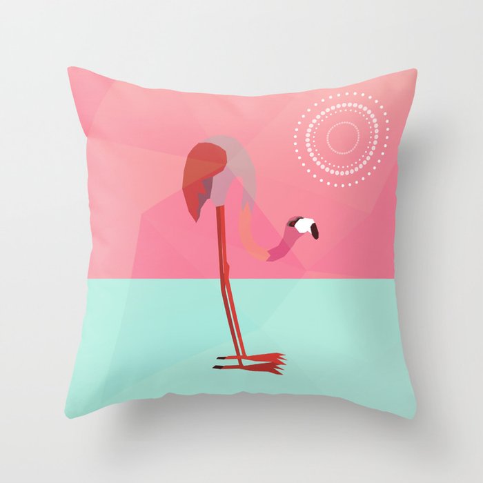 flamingo beautiful bird Throw Pillow
