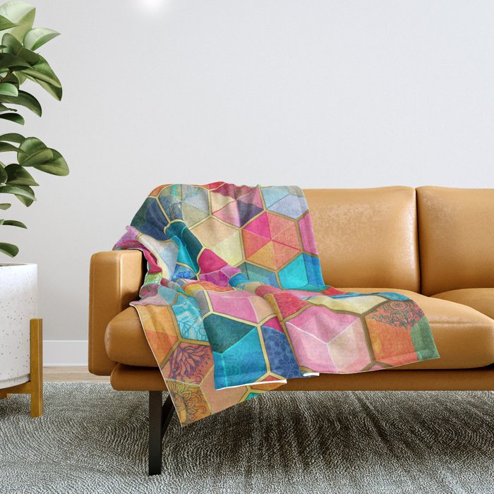 Society6 ケース Crystal Bohemian Honeycomb Cubes - colorful Society6 ケース Crystal Bohemian Honeycomb Cubes - colorful