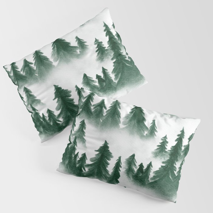 Green Forest Cover in Mist Wanderlust Nature Pillow Sham