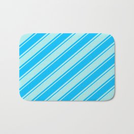 [ Thumbnail: Turquoise & Deep Sky Blue Colored Lines Pattern Bath Mat ]