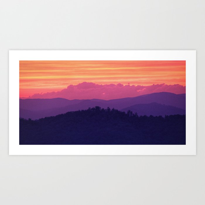 Sunset Mountains And Clouds Art Print By Jonmartin Society6