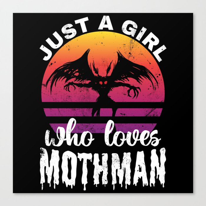 Just a Girl who loves Mothman Retro Sunset Womens Canvas Print