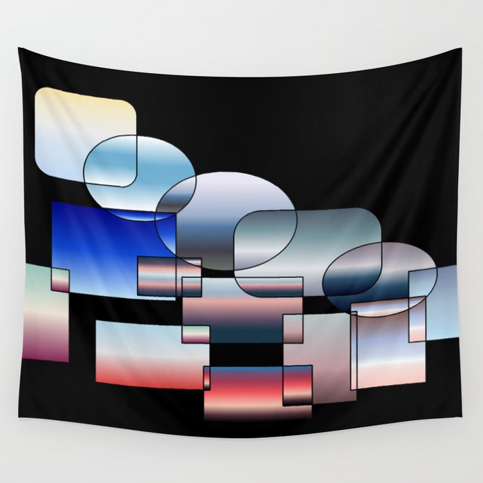 The Shape Of Sunset On Black Wall Tapestry