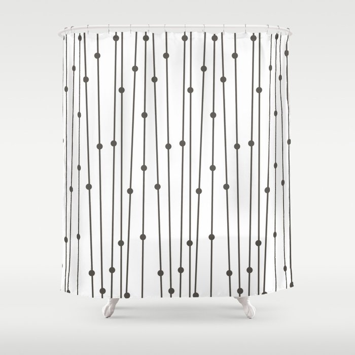 Brownish-Gray and White Stripe Polka Dot Pattern Pairs 2022 Popular Color Urbane Bronze SW 7048 Shower Curtain