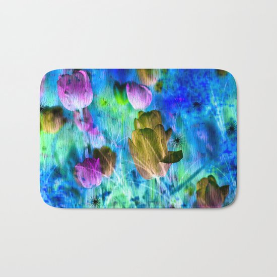Blue Ocean of Tulips Bath Mat