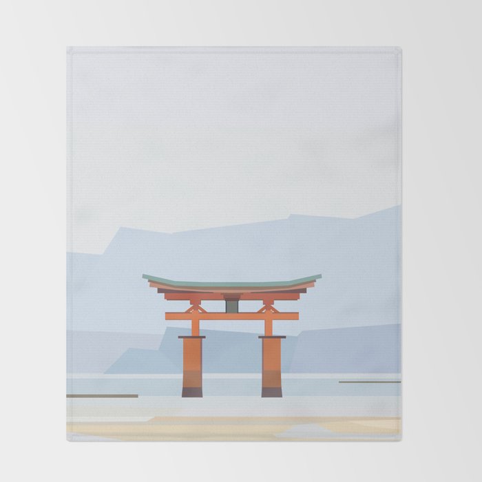 Floating Torii Itsukushina Shrine Japan Throw Blanket By Heiidiilaiiart