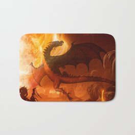 Dragon's world Bath Mat | Lava, Sun, Graphicdesign, Mountains, Dragon, Fire, Illustration, Digital, World, Other 