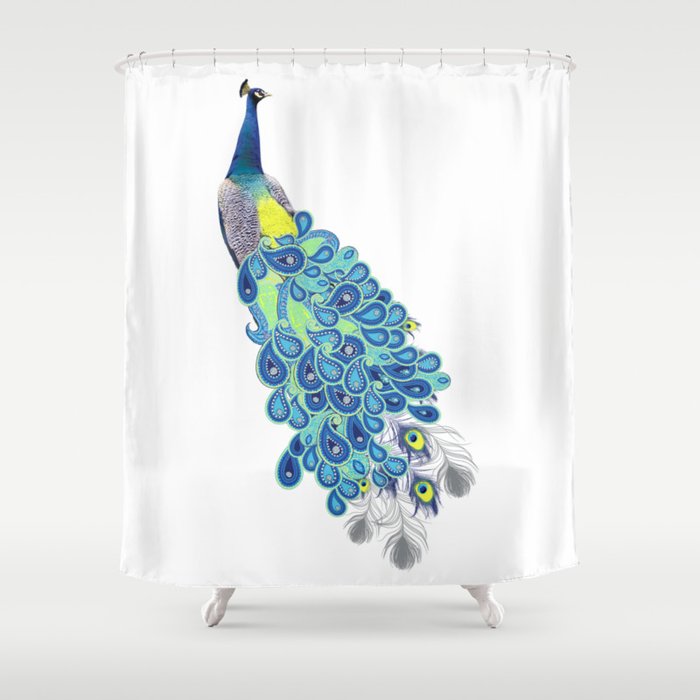 Pea Green Yellow And Gray Shower, Teal Yellow Gray Shower Curtain