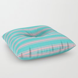 [ Thumbnail: Turquoise and Light Pink Colored Lines/Stripes Pattern Floor Pillow ]