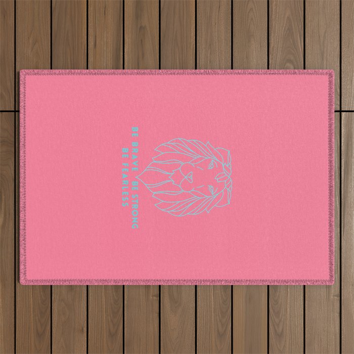 Be Brave Be Strong Be Fearless | Happy New Year  2021| Pink | Studio M & Co Outdoor Rug