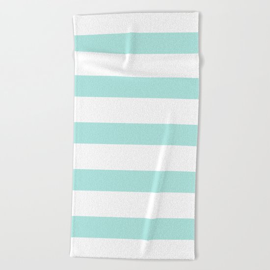 Aqua blue and White stripes lines - horizontal on #Society6 Beach Towel