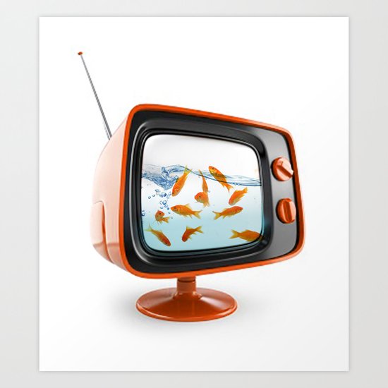 Fish Bowl TV Art Print