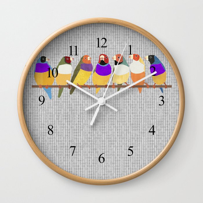 Lady Gouldian Finches Wall Clock