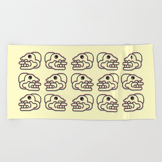 Monkey Skull - Aztec Glyph Beach Towel