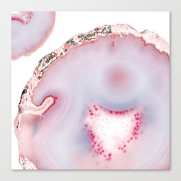 Pink Rose Gold Blush Agate Marble Gemstone Canvas Print