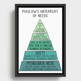 Maslow's Hierarchy of Needs Therapy Therapist Office Mental Health Psychologist Psychotherapy Counselling School Counselor Educational Psychology Tool Framed Canvas