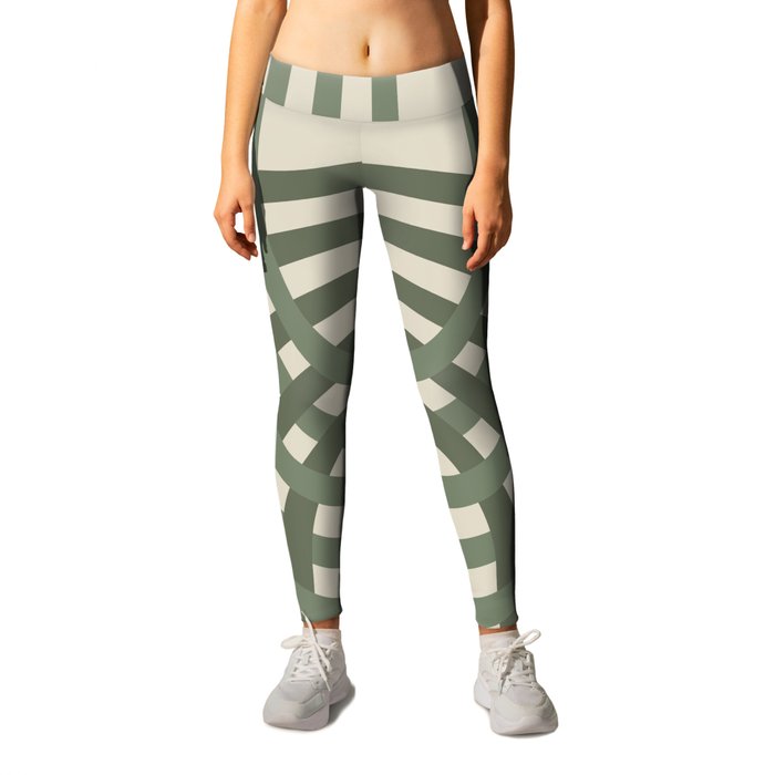 Sage Green Arches on Beige Leggings