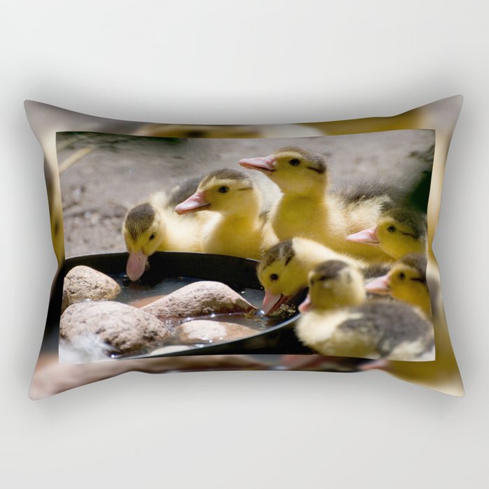 Yellow Muscovy duck ducklings Rectangular Pillow
