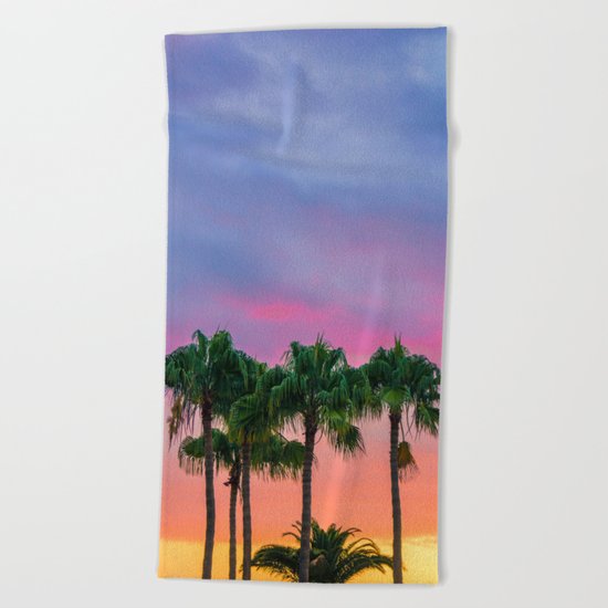 Sunset tropical vibes Beach Towel