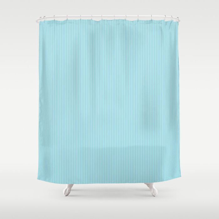 Pale Sky Blue Vertical Pinstripe Shower Curtain By Podartist