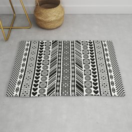 Black and White Adinkra Symbol African Print Pattern Rug