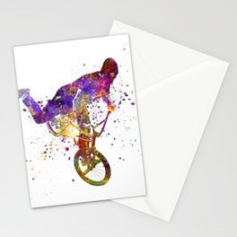 Watercolor bmx racer Stationery Card