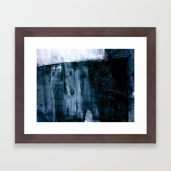 Indigo Blue And White Minimalist Abstract Painting Framed Art