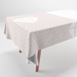 White Diamond Lace Vertical Split on Pastel Pale Pink Tablecloth