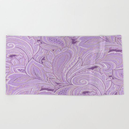 paisley purple Beach Towel