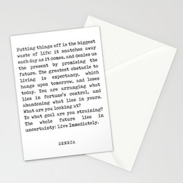 The greatest obstacle - Seneca Poem - Literature - Typewriter Print Stationery Card