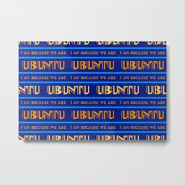 Ubuntu Unity In Swahili Blue Background And Yellow Text Metal Print | Digital, Typography, Unity, Art, Funny, Text, Blue, Pattern, Language, Education 