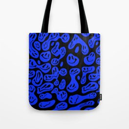 Black & Blue Dripping Smiley Tote Bag