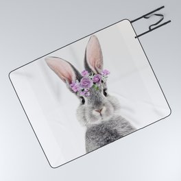 Bunny With Flower Crown Picnic Blanket