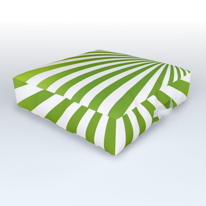Green and White Sunburst Pattern Outdoor Floor Cushion