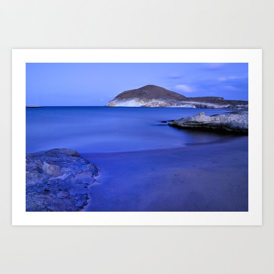 Blue sunset at Genoveses beach Art Print
