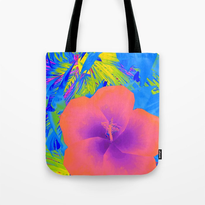 Neon Flower Paradise Tote Bag