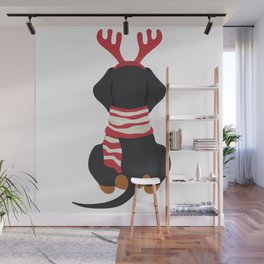 Christmas Dachshund Back Wall Mural