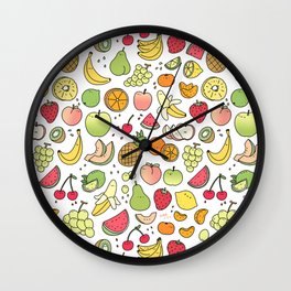 Juicy Fruits Doodle Wall Clock