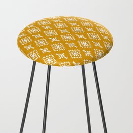 Mustard and White Native American Tribal Pattern Counter Stool