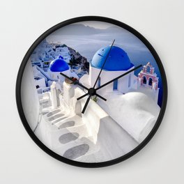 Vertical Santorini Vacation Dream Wall Clock