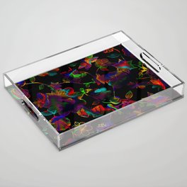 Butterfly Garden - Rainbow on Black Acrylic Tray