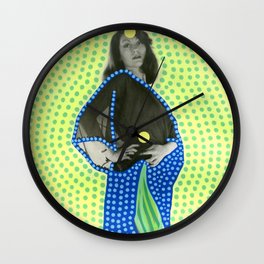 I Don't Think You Can Handle This Wall Clock | Womanart, Retrowoman, Greenyellow, Bluegreen, Yellow, Pattern, Dotted, Artcollage, Dots, Neongreen 