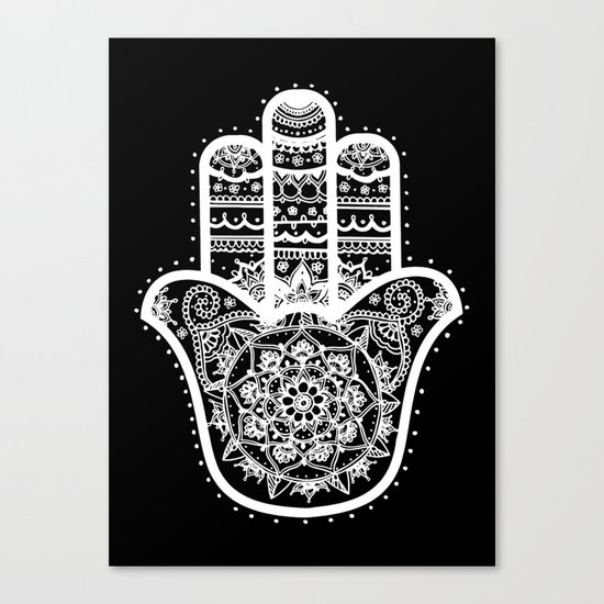Black & White Hamsa Hand Canvas Print