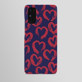 Red Navy Heart shaped Valentine’s Day seamless pattern background Android Case