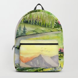 Impressionist Mountain Landscape  Backpack