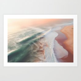 Dreamy Beach with Pink Sand - Beach Aerial Photography Art Print